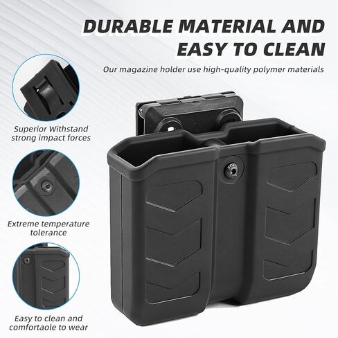 mag Holster 9mm Magazine Pouch/Holder .40 Double Stack Mag+with Belt Clip Fit Glock, s&W Springfield Ruger sig Beretta Taurus Walther CZ H&lk Etc Pistol Black in Saudi Arabia