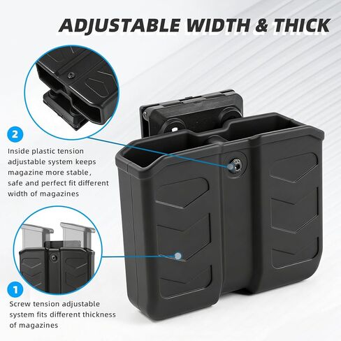 mag Holster 9mm Magazine Pouch/Holder .40 Double Stack Mag+with Belt Clip Fit Glock, s&W Springfield Ruger sig Beretta Taurus Walther CZ H&lk Etc Pistol Black in Saudi Arabia
