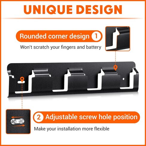 Therwen 2 Pcs 4 Slot Battery Mount Holder Wall Compatible with Dewalt 18v/20v and Compatible with Milwaukee 18v Battery Holders, 4 Slot Bulk Garage Tool Wall Display Hook Bracket for Work Van Shelf in Saudi Arabia