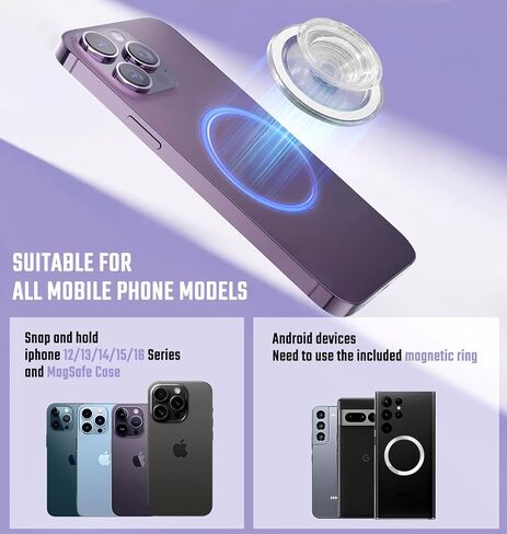 مقبض هاتف محمول مغناطيسي شفاف قابل للطي متوافق مع Magsafe، حامل حامل هاتف خلوي شفاف للهواتف الذكية والكمبيوتر اللوحي iPhone in Kuwait