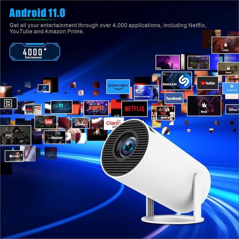 2025 Upgraded HY300PRO Mini Projector with WiFi and Bluetooth,Portable Projector 4K Support,180 Degree Rotation,Auto Keystone Correction,Android 11,Smart Proyector for Outdoor, Bedroom,Game & Business in Saudi Arabia