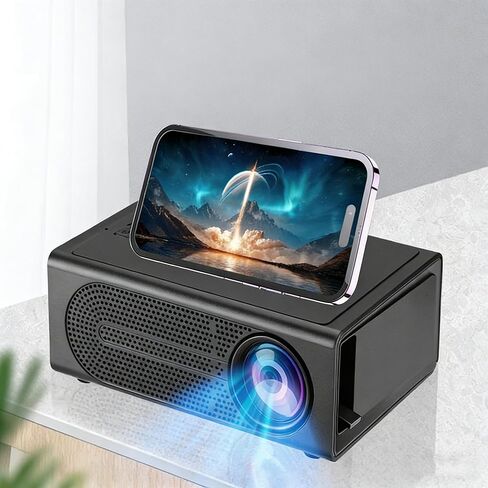 1080P Mini Projector, Portable Movie Projector, Compatible with Smartphone HDMI USB TV Stick for Indoor Outdoor Use,US Plug in Saudi Arabia