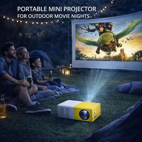 Mini Portable Projector - Unique Yellow & White Design, 100 Lumens, Supports 1080p Input, HDMI USB TF Card Remote Included - Perfect for Kids, Bedroom, Dorm Room, Travel & Outdoor Movie Nights in Saudi Arabia