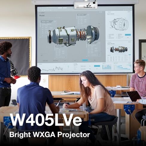 Optoma W405LVe - WXGA، 4200 ANSI Lumens، مكبر صوت مدمج 10 وات، HDMI + VGA، طاقة USB لعصا البث، جهاز عرض محمول للأعمال والفصول الدراسية in Kuwait