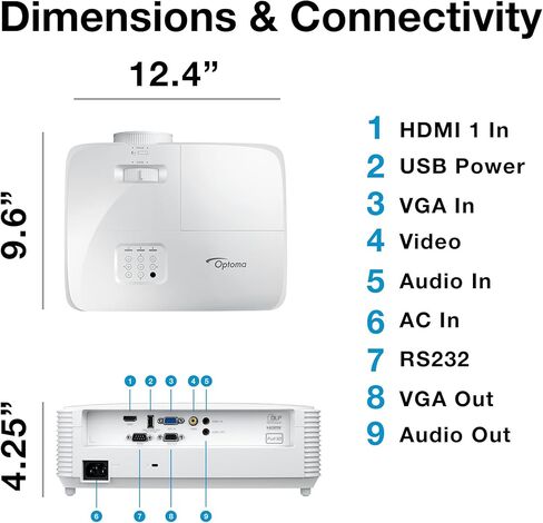 Optoma W405LVe - WXGA، 4200 ANSI Lumens، مكبر صوت مدمج 10 وات، HDMI + VGA، طاقة USB لعصا البث، جهاز عرض محمول للأعمال والفصول الدراسية in Kuwait