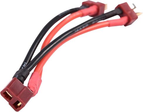 T Plug 1 to 2 Plug Cable, Parallel Adapter Connector, Used for Combining 2 Lithium Batteries in Parallel, Increase Capacity for Double Run Time, Fits RC Multicopter or in Saudi Arabia