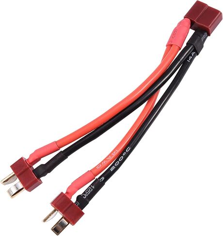 T Plug 1 to 2 Plug Cable, Parallel Adapter Connector, Used for Combining 2 Lithium Batteries in Parallel, Increase Capacity for Double Run Time, Fits RC Multicopter or in Saudi Arabia