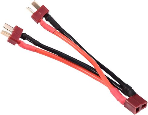 T Plug 1 to 2 Plug Cable, Parallel Adapter Connector, Used for Combining 2 Lithium Batteries in Parallel, Increase Capacity for Double Run Time, Fits RC Multicopter or in Saudi Arabia