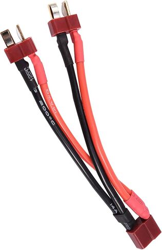 T Plug 1 to 2 Plug Cable, Parallel Adapter Connector, Used for Combining 2 Lithium Batteries in Parallel, Increase Capacity for Double Run Time, Fits RC Multicopter or in Saudi Arabia