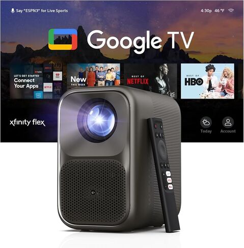 جهاز عرض WEMAX الذكي من Google TV مع Netflix مرخص، وفك تشفير 4K، و500 ISO Lumens، وجهاز عرض أفلام خارجي مع WiFi وBluetooth، وجهاز عرض FHD 1080P للمسرح المنزلي مع مكبر صوت Dolby 10W in Kuwait