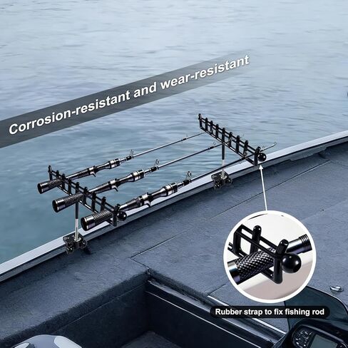 2PCS Marine Storage Rod Holder - Stainless Steel Multi-Rod Rack with Adjustable Clamps for Boat Railing in Saudi Arabia