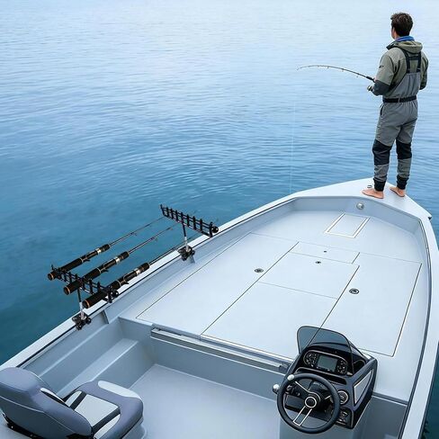 2PCS Marine Storage Rod Holder - Stainless Steel Multi-Rod Rack with Adjustable Clamps for Boat Railing in Saudi Arabia