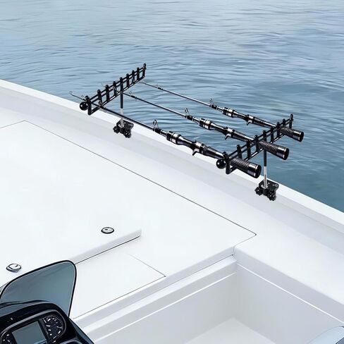 2PCS Marine Storage Rod Holder - Stainless Steel Multi-Rod Rack with Adjustable Clamps for Boat Railing in Saudi Arabia