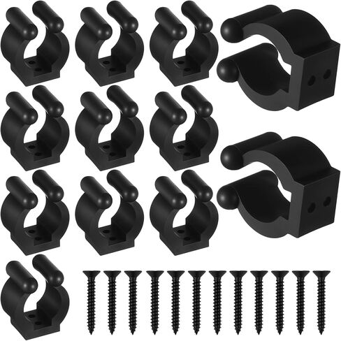 12 PCS Fishing Rod Clips, Pool Cue Holder Billiards Cue Clip Holders Wall Mounted Fishing Rod Holders Black Snooker Cues Locating Clip Holder Pool Racks with Screws in Saudi Arabia