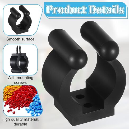 12 PCS Fishing Rod Clips, Pool Cue Holder Billiards Cue Clip Holders Wall Mounted Fishing Rod Holders Black Snooker Cues Locating Clip Holder Pool Racks with Screws in Saudi Arabia