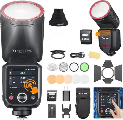 فلاش كاميرا Godox V100-C V100C TTL لكاميرا Canon، 100 وات مع بطارية وحقيبة حمل، سرعة مصراع عالمية، 1/800 ثانية HSS، نظام X لاسلكي 2.4 جيجا، للتصوير الفوتوغرافي في الهواء الطلق/الاستوديو/مدونات الفيديو in Saudi Arabia