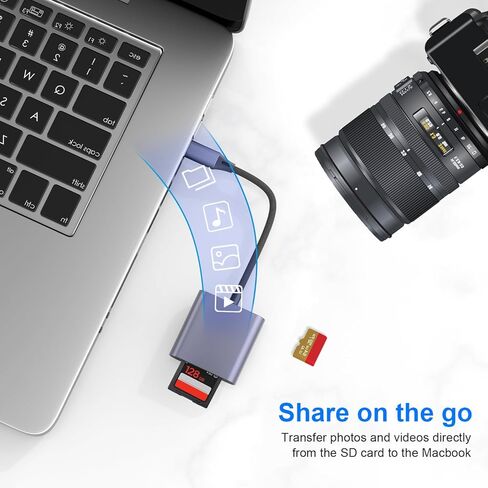 قطعة واحدة من قارئ بطاقات USB C إلى SD، تدعم بطاقات الذاكرة SD وTF، تمت ترقيتها بغلاف معدني وحزام مضفر، متوافقة مع iPhone15 16 17، لنقل الصور/الفيديو in Kuwait