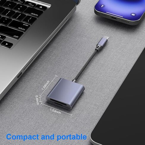 قطعة واحدة من قارئ بطاقات USB C إلى SD، تدعم بطاقات الذاكرة SD وTF، تمت ترقيتها بغلاف معدني وحزام مضفر، متوافقة مع iPhone15 16 17، لنقل الصور/الفيديو in Kuwait