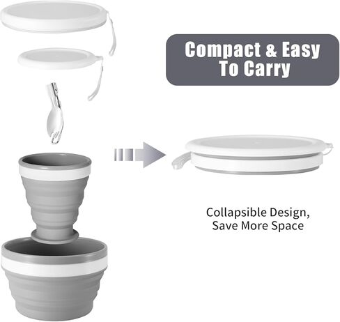 Odoland Mess Kit for Camping 1 Person with Silicone Collapsible Bowl Collapsible Cup & Stainless Steel Spoon for Backpacking Outdoor Camping Hiking and Picnic in Saudi Arabia