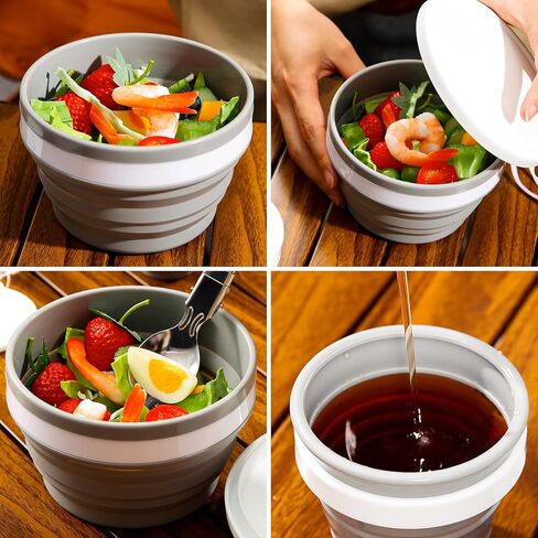 Odoland Mess Kit for Camping 1 Person with Silicone Collapsible Bowl Collapsible Cup & Stainless Steel Spoon for Backpacking Outdoor Camping Hiking and Picnic in Saudi Arabia