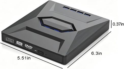7-in-1 External CD/DVD Drive, Portable CD/DVD Reader & Writer for Laptop PC Mac, Built-in SD/TF Card Reader, USB Plug and Play, Driver-Free Operation in Saudi Arabia