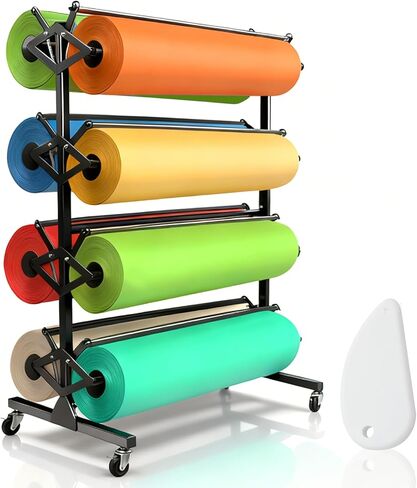 Large Paper Roll Dispenser Holder, Butcher Paper Roll Dispenser Rack and Cutter Holds Up to 8 Roll 36'' W x 9" Dia Roll, Great for Butcher, Craft, Gift Wrap & Art Kraft Rolls in Saudi Arabia