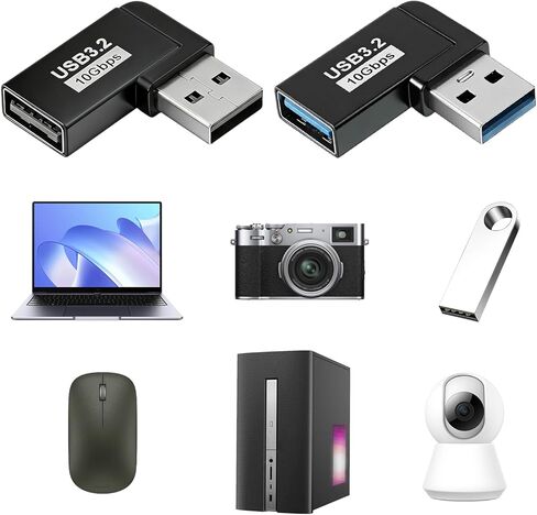 USB 90 Degree Adapter 90 Degree Left and Right Angle USB 3.0 Male to Female Expansion Adapter Extender Connector for Connecting Mobile Hard Disk, U Disk, Wireless Network Card, Mouse, Keyboard in Saudi Arabia