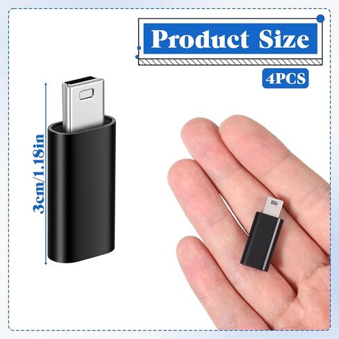 4pack Mini USB to USB C Adapter, Usbc to USBA dapter USB-Mini to-Usbc Adapter Supports Charge & Data Sync Compatible with Digital Camera,GPS Receiver,Dash Cam,Mp3 Player and Other Device in Saudi Arabia