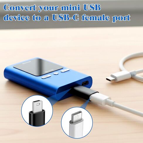 4pack Mini USB to USB C Adapter, Usbc to USBA dapter USB-Mini to-Usbc Adapter Supports Charge & Data Sync Compatible with Digital Camera,GPS Receiver,Dash Cam,Mp3 Player and Other Device in Saudi Arabia