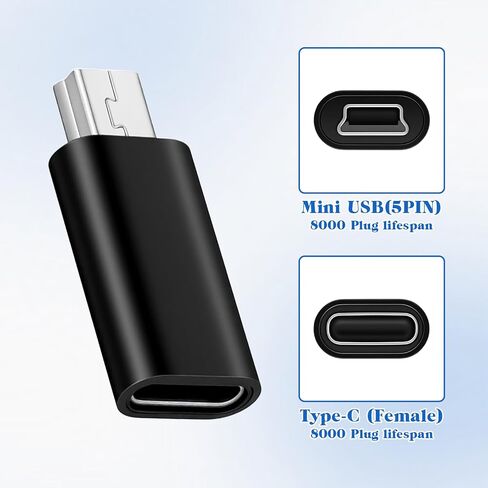 4pack Mini USB to USB C Adapter, Usbc to USBA dapter USB-Mini to-Usbc Adapter Supports Charge & Data Sync Compatible with Digital Camera,GPS Receiver,Dash Cam,Mp3 Player and Other Device in Saudi Arabia