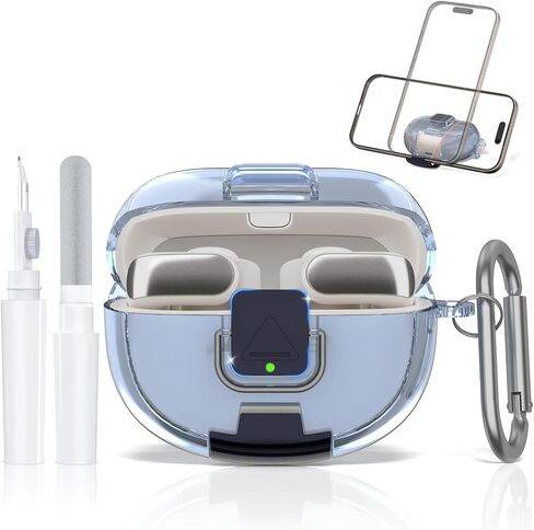 for Bose Ultra Open Earbuds Case with Secure Lock & Phone Stand, Soft TPU Shockproof Protective Clear Case for Bose Open Ear Earbuds Accessories with Cleaning Pen & Keychain (Clear) in Saudi Arabia