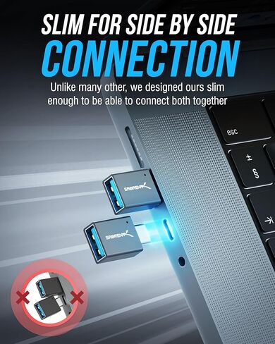 محول SABRENT USB C إلى USB 4 حزم، محول USB 3.2 Type-C أنثى إلى USB-A ذكر، نقل بيانات بسرعة 10 جيجابت في الثانية، التوصيل والتشغيل لأجهزة الكمبيوتر المحمول والكمبيوتر الشخصي ومحرك أقراص فلاش (HB-CAM4) in Saudi Arabia