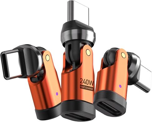 محول USB C بقوة 240 وات [3 حزم] محول USB C 90 درجة / محول الزاوية اليمنى C / محولات USBC 180 درجة / محولات USBC إلى USBC للهاتف 16/15، سلسلة Ma-Book Pro/Pad، Samsung (3) in Kuwait