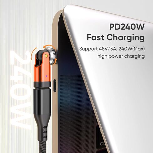 محول USB C بقوة 240 وات [3 حزم] محول USB C 90 درجة / محول الزاوية اليمنى C / محولات USBC 180 درجة / محولات USBC إلى USBC للهاتف 16/15، سلسلة Ma-Book Pro/Pad، Samsung (3) in Kuwait