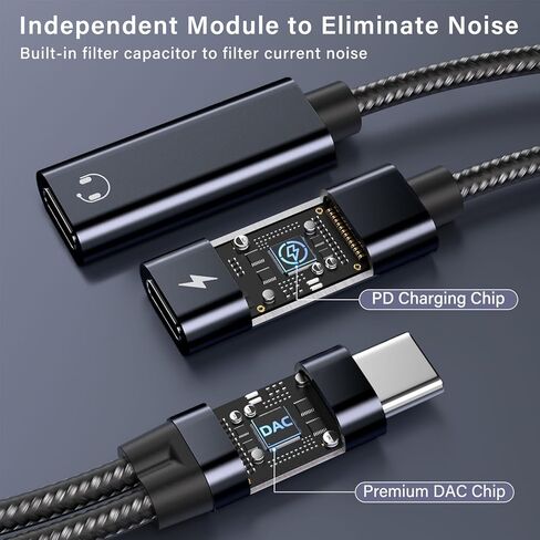 محول NICE BUDDY 2in1 USB-C، شحن سريع 60 وات PD وموزع صوت رقمي، محول 2 في 1 من النوع C إلى محول USB-C مزدوج للشحن واستخدام سماعات الرأس السلكية المتوافقة مع أجهزة الكمبيوتر اللوحية المحمولة وأجهزة الكمبيوتر المحمولة من النوع C in Kuwait