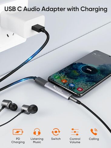 CableCreation 3 في 1 USB C إلى 3.5 ملم محول سماعة رأس وشاحن، 2 حزمة محول صوت 3.5 ملم in Kuwait