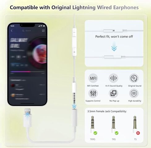 حزمة واحدة من محول سماعة الرأس Lightning إلى 3.5 مم لسماعات iPhone Aux محول جاك الصوت متوافق مع iPhone 14 13 12 11 Pro XR XS Max X 8 7 6s Plus ذكر Lightning إلى سلك مقبس أنثى 3.5 مم in Saudi Arabia