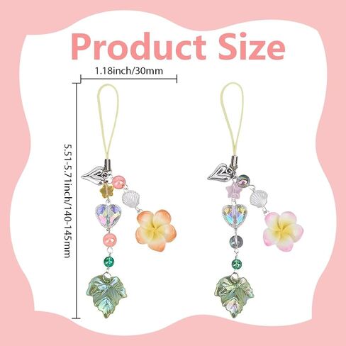 SUNNYCLUE 1 صندوق 126 قطعة DIY 6 مجموعات الهاتف سحر عدة Plumeria زهرة حزام الهاتف ورقة القلب الخرز الصيف المحيط هاواي الزهور سحر الهاتف المحمول للنساء الكبار DIY سلاسل المفاتيح حقيبة الكاميرا شنقا ديكور in Kuwait