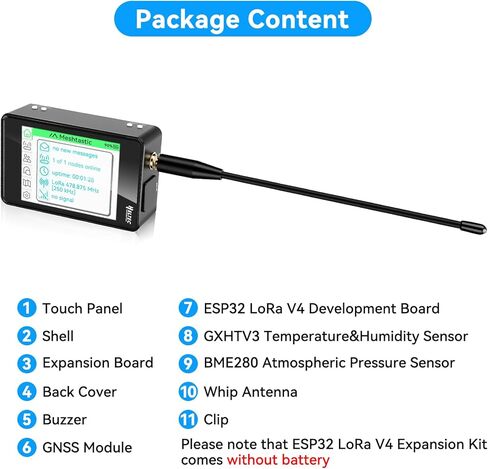 ESP32 LoRa V4 Expansion Kit, Including Touch Panel, Protective Housing, Expansion Board, Whip Antenna, L76K GNSS Module, Sensors, Buzzer Supports WiFi BLE 915MHz LoRa for Meshtastic LoRaWAN in Saudi Arabia