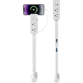 Outlet Extender Stick, 17-28" Adjustable Rotating Electrical Outlet Extender with 2 AC Outlets 1 USB-A 1 USB-C, Wall Plug Extender for Hard to Reach Areas in Saudi Arabia