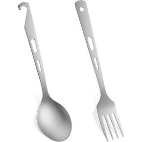 Titanium Spork Titanium Fork Spoon Set Camping Utensils, Ultralight Backpacking Utensils, Travel Cutlery Set, Heat-Resistant & Rustproof, Hiking Survival Gear in Kuwait