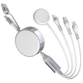 100W 4 in 1 Multi Charging Cable for Samsung Watch - 2 in 1 USB A/C Input Retractable Fast Charger Cord for Galaxy S23/22, iPhone17/16/15/14/13/12, Android, 3M/10Ft(Apple Watch Not Supported) in Kuwait