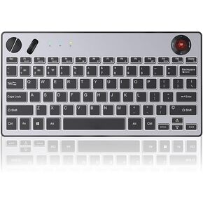 Three Modes Backlit Wireless Trackball Keyboard, 78 Keys, 800-1600 CPI Adjustable,Ergonomic, rechargeable, silent Bluetooth 5.4/2.4G/Wired, for Windows/Mac/iOS/Android/TV box/HTPC/pc/Remote Controller in Kuwait