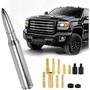 50 Cal Bullet Antenna Chrome for Ford F150 F250 F350, Dodge RAM 1500, Chevy Silverado & GMC Sierra Short Retractable Replacement Radio Antenna for Truck in Kuwait