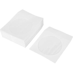 Cd Sleeves, 100Pcs DVD Disc Envelopes Clear Window Thick Paper Dust Protection Reusable Storage Sleeves for 12cm 4.7in Cd and DVD Discs in Kuwait