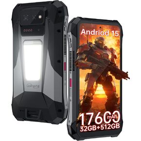 Tank X 5G Rugged Smartphone,Android 15 Mobile Phones with 220 Lumens Projector,32GB RAM+512GB ROM,6.78’’ LCD Screen,17600mAh Battery Cell Phone Unlocked, 1200LM Camping Light/IP68/GPS in Saudi Arabia