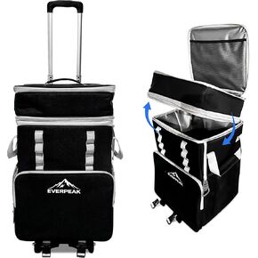 72-Can Large Collapsible Soft Cooler with Wheels, Insulated Leakproof Cooler Bag with Handle, Removable Lunch Box Top, All-Terrain Wheels, Portable Cooler for Beach, Camping, Picnic, Travel in Saudi Arabia