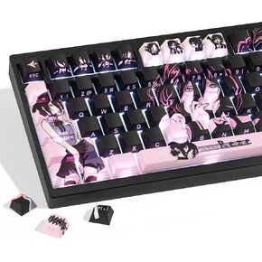 Purple Black Manga Japanese Theme Keycaps, PBT Keycaps 130 Keys Cherry Profile Dye - Sublimation Keycap Shine Through Custom Key Cap Set for Cherry Gateron MX Switches Mechanical Keyboard. in Saudi Arabia