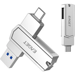 EAGET 64GB Flash Drive, USB C 2-in-1 USB-C & USB-A 150MB/s High-Speed Thumb Drive, Dual Connector Memory Stick for iPhone 15/16/17, Android, MacBook, Laptop, Tablet, PC - Metal Body in Kuwait
