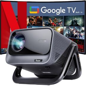 جهاز عرض 4K مع واي فاي وبلوتوث، جهاز عرض ذكي Google TV مرخص رسميًا 1500 ANSI، جهاز عرض أفلام خارجي متوافق مع NETFLIX/YouTube، يدعم أكثر من 1000 تطبيق (رمادي غامق) in Kuwait